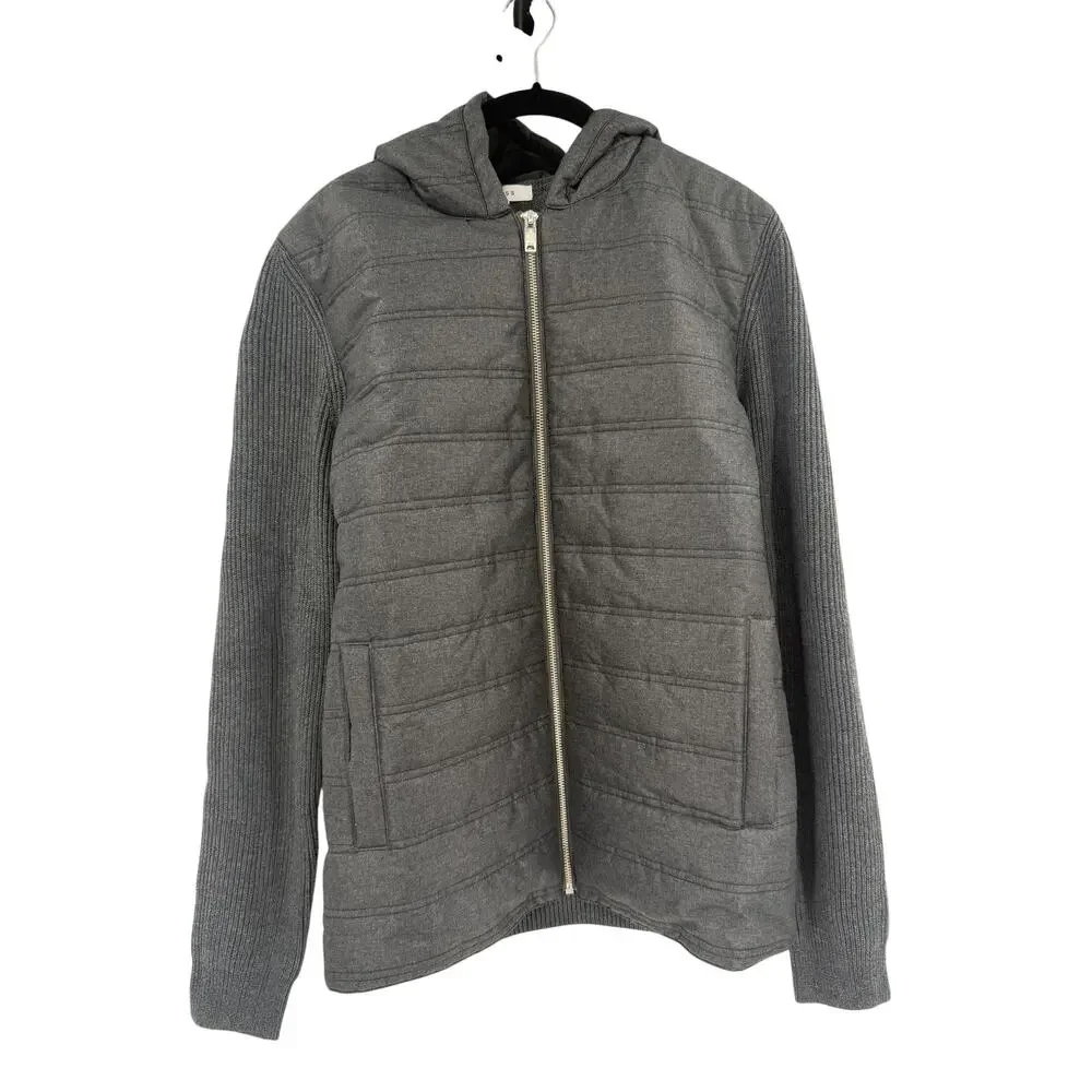 REISS Coat Size M NEW Mens Gray Gamble Quilted Zip Through Hoodie $330